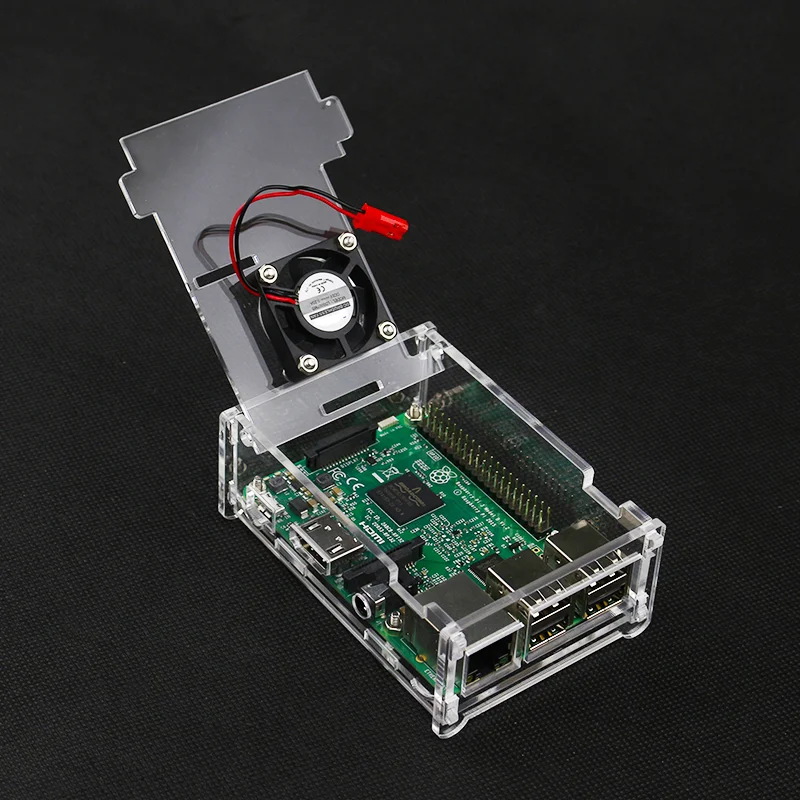 Acrylic Case for Raspberry Pi 3 Model B+ 3B Transparent Box Cover Shell Optional Cooling Fan for Raspberry Pi 3B+