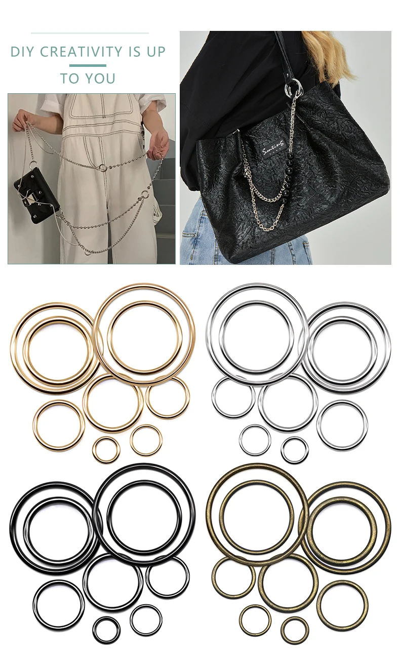 20pcs/lot 20mm/25mm/30mm Black Bronze Gold Silver Circle O Ring Connection Alloy Metal Shoes Bags Belt Buckles DIY Accessories