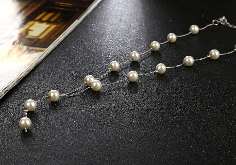 Imitation Pearl Jewelry Set Simulated Pearl Double Layer Women Earrings Necklace Bracelet Sets for Wedding N271