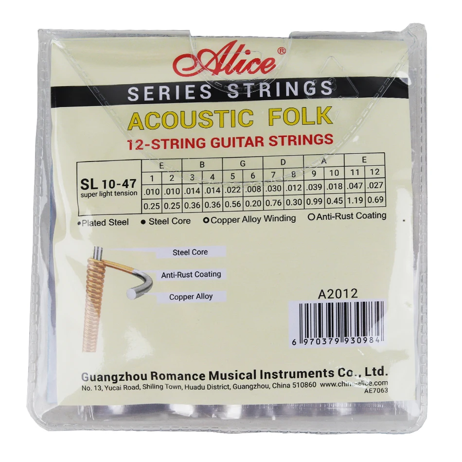 Alice A2012 12 Strings Acoustic Guitar Strings 010-027 Musical Instrument Guitar Parts Accessories 12 Guitarrra Strings 1 Set