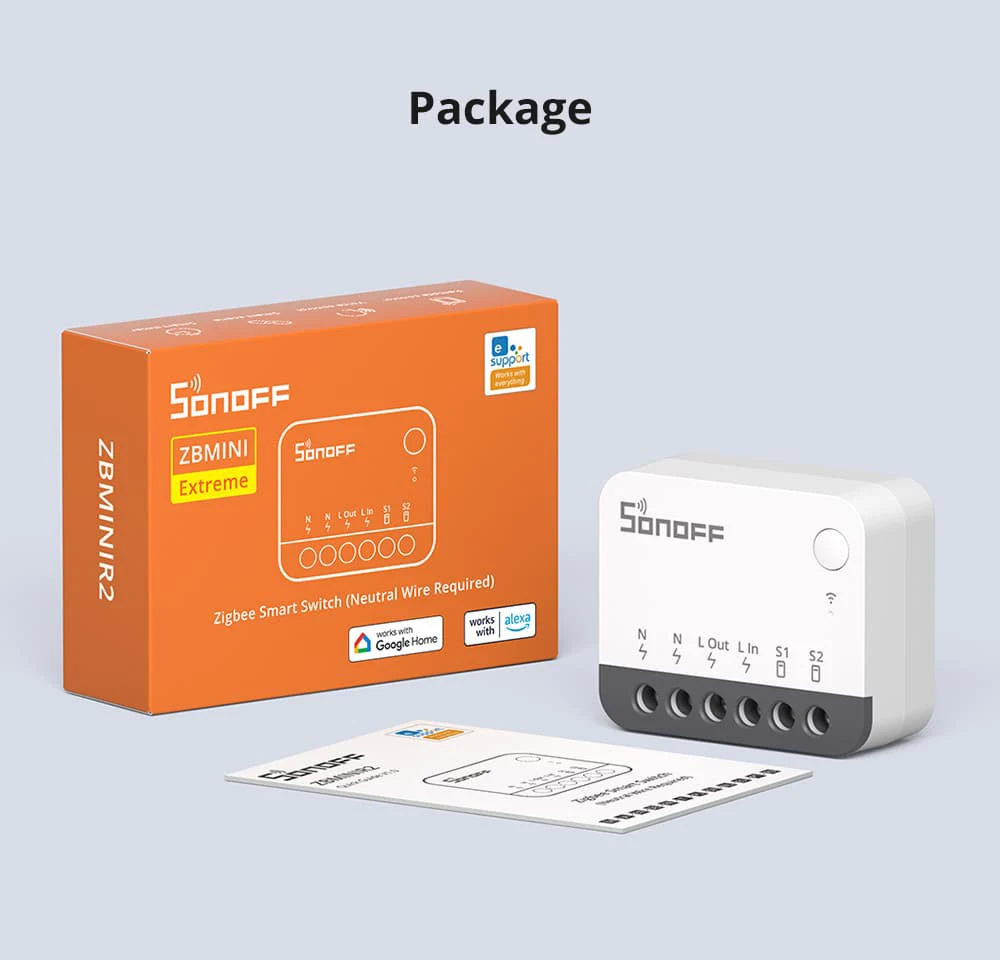SONOFF Zbminir2 Extreme Zigbee Smart Switch Smart Home DIY Switch Module ZBMini External Switch Control Via EWelink APP Alexa
