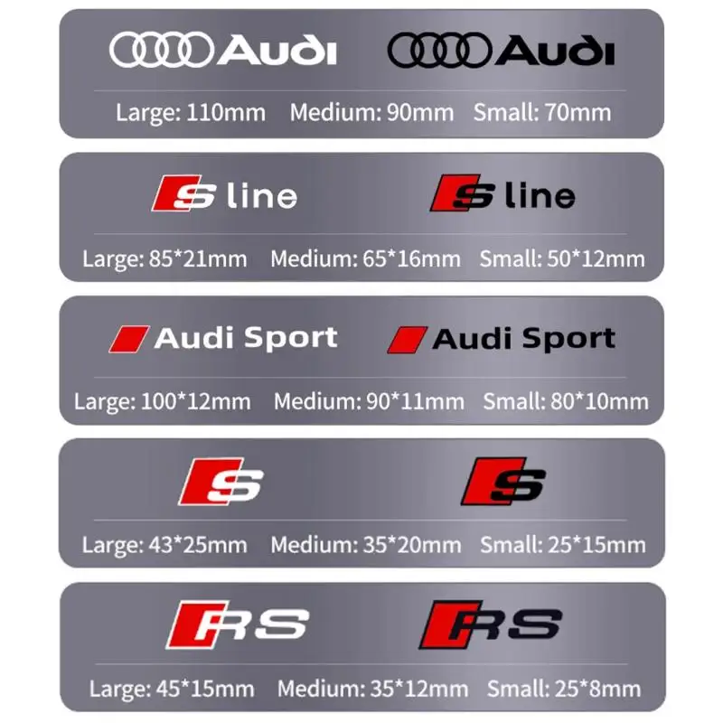 6PCS Car Brake Caliper Sticker Heat Resistant Decal For Quattro For Audi Sline RS A3 A4 B8 8P 8V B6 A5 A6 C7 Q5 B9 B7 C6 A1 Q7 Q