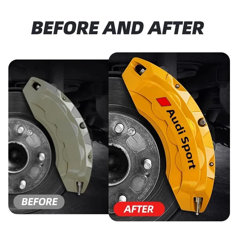 6PCS Car Brake Caliper Sticker Heat Resistant Decal For Quattro For Audi Sline RS A3 A4 B8 8P 8V B6 A5 A6 C7 Q5 B9 B7 C6 A1 Q7 Q