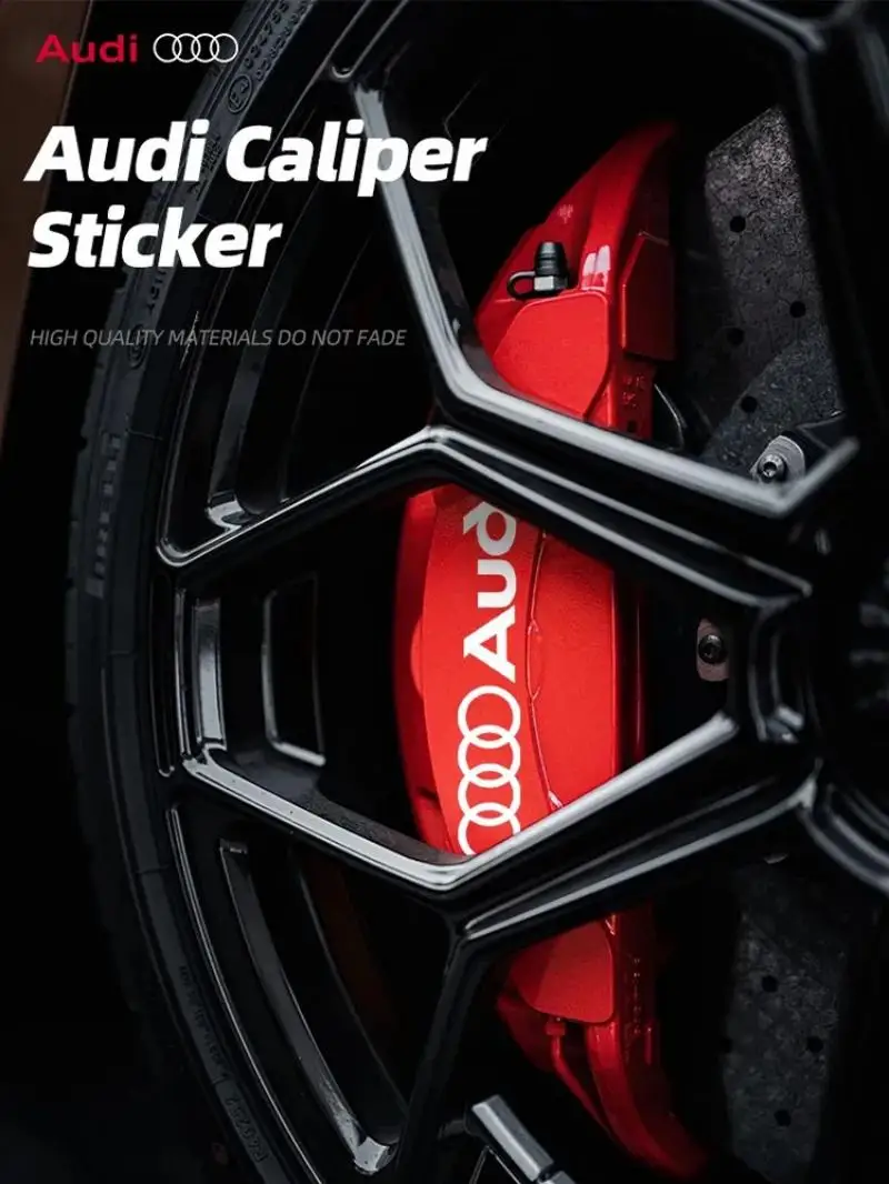 6PCS Car Brake Caliper Sticker Heat Resistant Decal For Quattro For Audi Sline RS A3 A4 B8 8P 8V B6 A5 A6 C7 Q5 B9 B7 C6 A1 Q7 Q