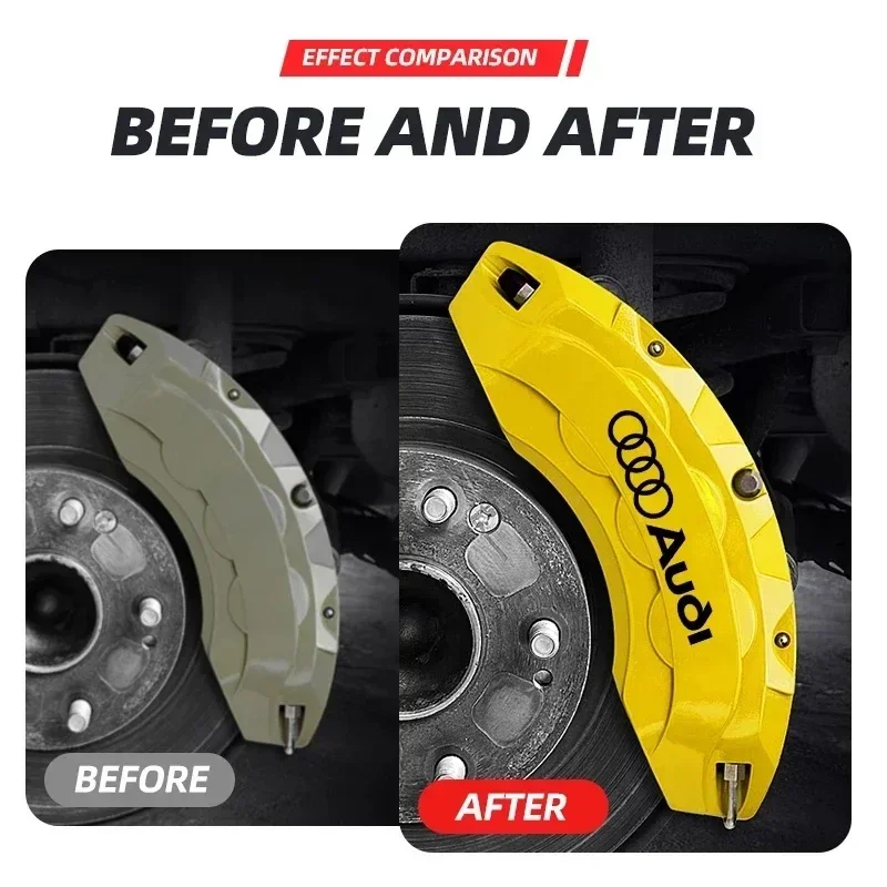 6PCS Car Brake Caliper Sticker Heat Resistant Decal For Quattro For Audi Sline RS A3 A4 B8 8P 8V B6 A5 A6 C7 Q5 B9 B7 C6 A1 Q7 Q