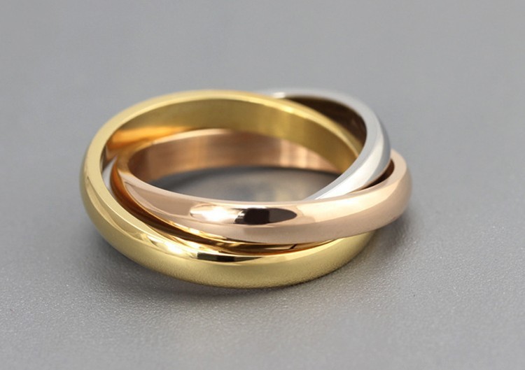 Stainless Steel Wholesale Hot Girl Women Finger Rings Creative Three Colors In One Ring For Women Titanium Steel Ornament