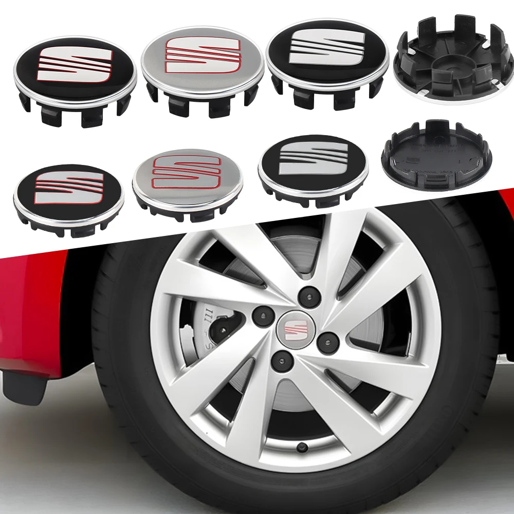 4Pcs 55/63MM Wheel Center Hub Caps Rims Cover Badge Car Accessories For Seat Cupra Ateca Ibiza 6f Leon Mk2 FR E-Racer Formentor