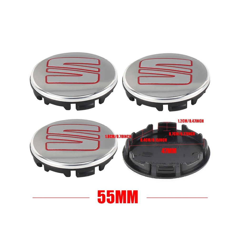 4Pcs 55/63MM Wheel Center Hub Caps Rims Cover Badge Car Accessories For Seat Cupra Ateca Ibiza 6f Leon Mk2 FR E-Racer Formentor
