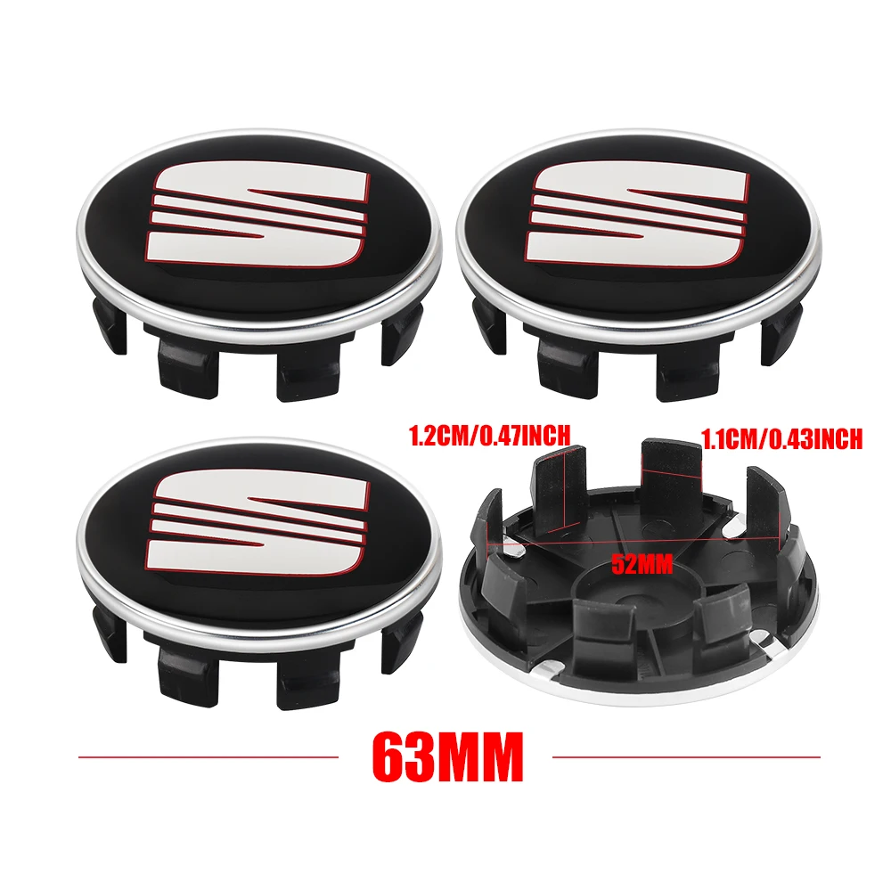 4Pcs 55/63MM Wheel Center Hub Caps Rims Cover Badge Car Accessories For Seat Cupra Ateca Ibiza 6f Leon Mk2 FR E-Racer Formentor