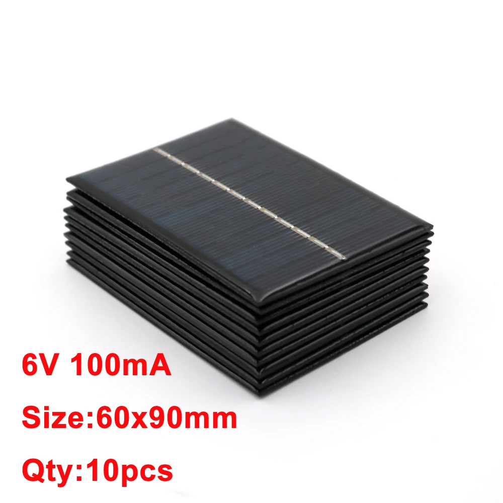 10PCS X DC Solar Panel 6V 100mA 167mA 183mA 333mA 500mA 583mA 750mA Solar Battery Cell Phone Charger Portable