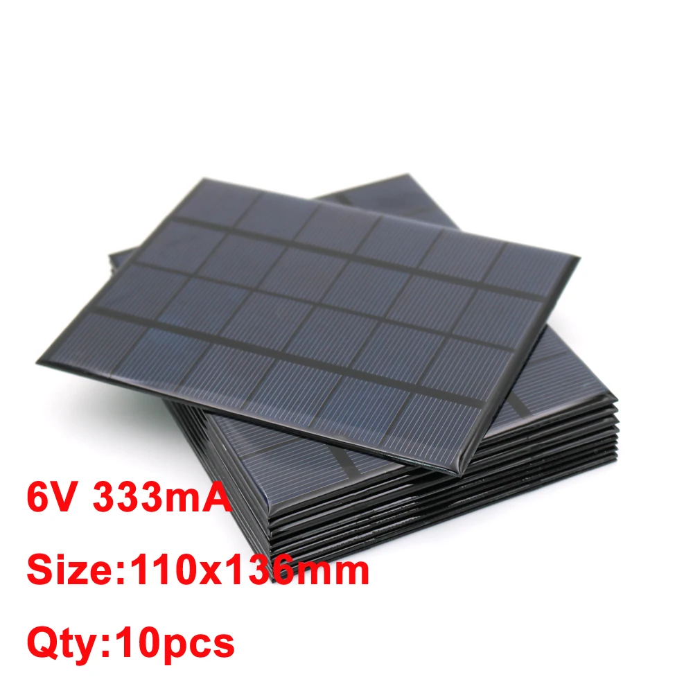 10PCS X DC Solar Panel 6V 100mA 167mA 183mA 333mA 500mA 583mA 750mA Solar Battery Cell Phone Charger Portable