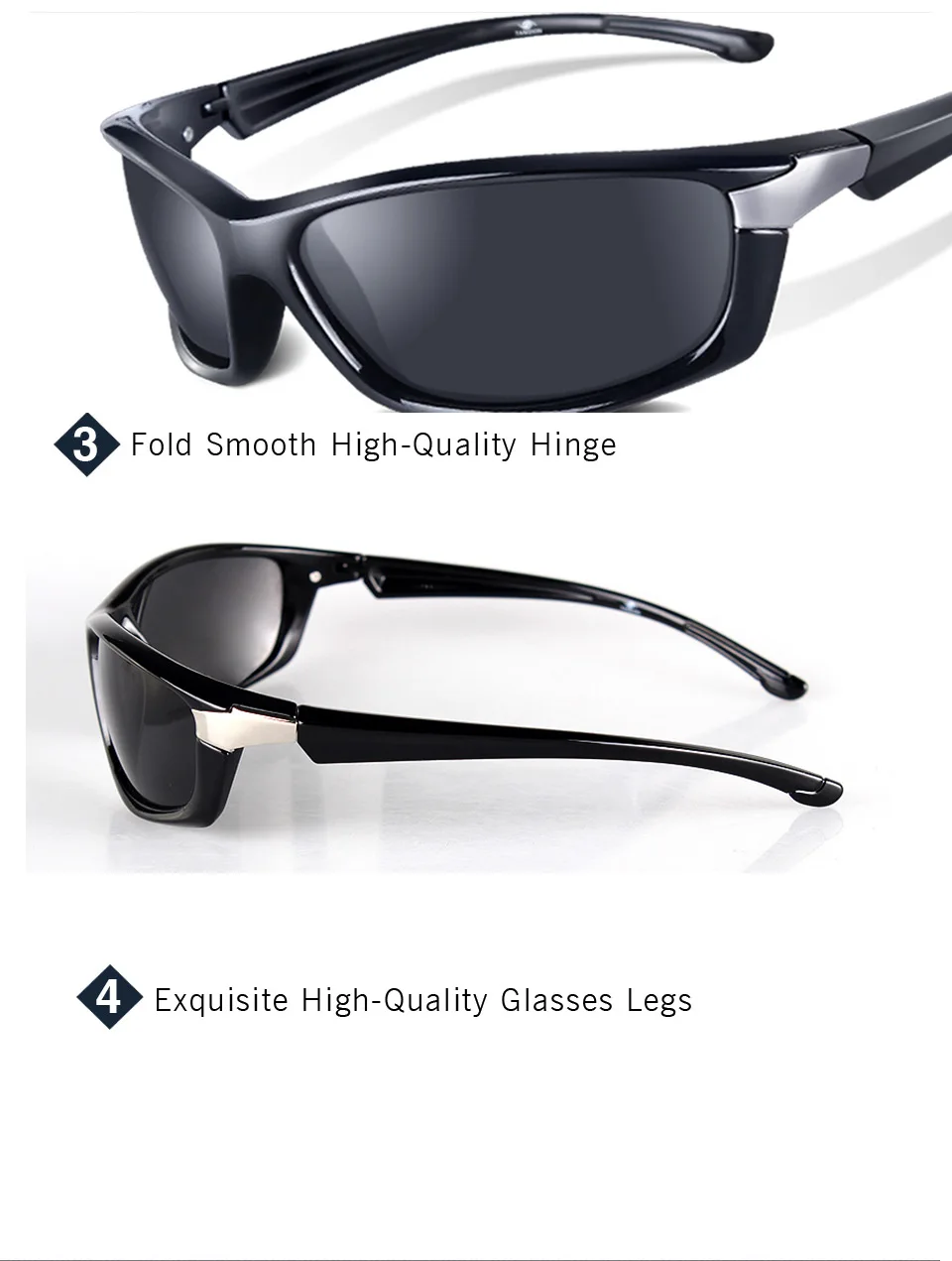 TAGION Black Plastic Polarized Sunglasses Men Outdoor Sports Sun Glasses Fishing Cycling Eyewear Male Designer Goggles UV400