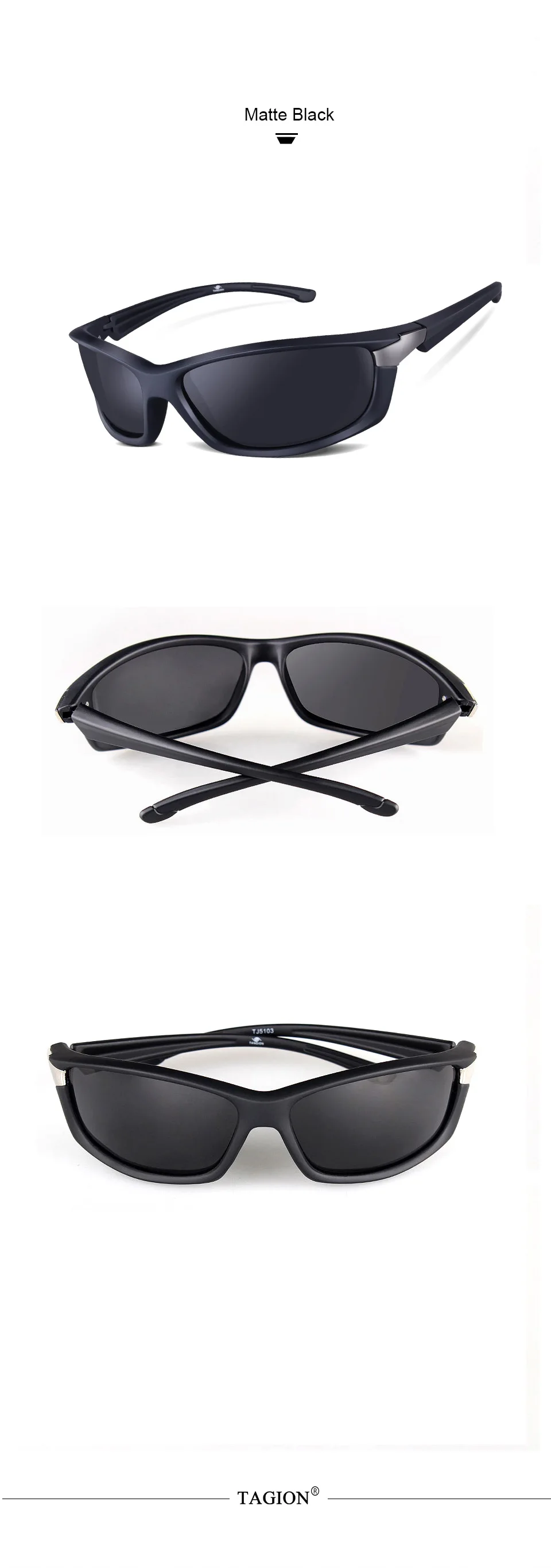 TAGION Black Plastic Polarized Sunglasses Men Outdoor Sports Sun Glasses Fishing Cycling Eyewear Male Designer Goggles UV400
