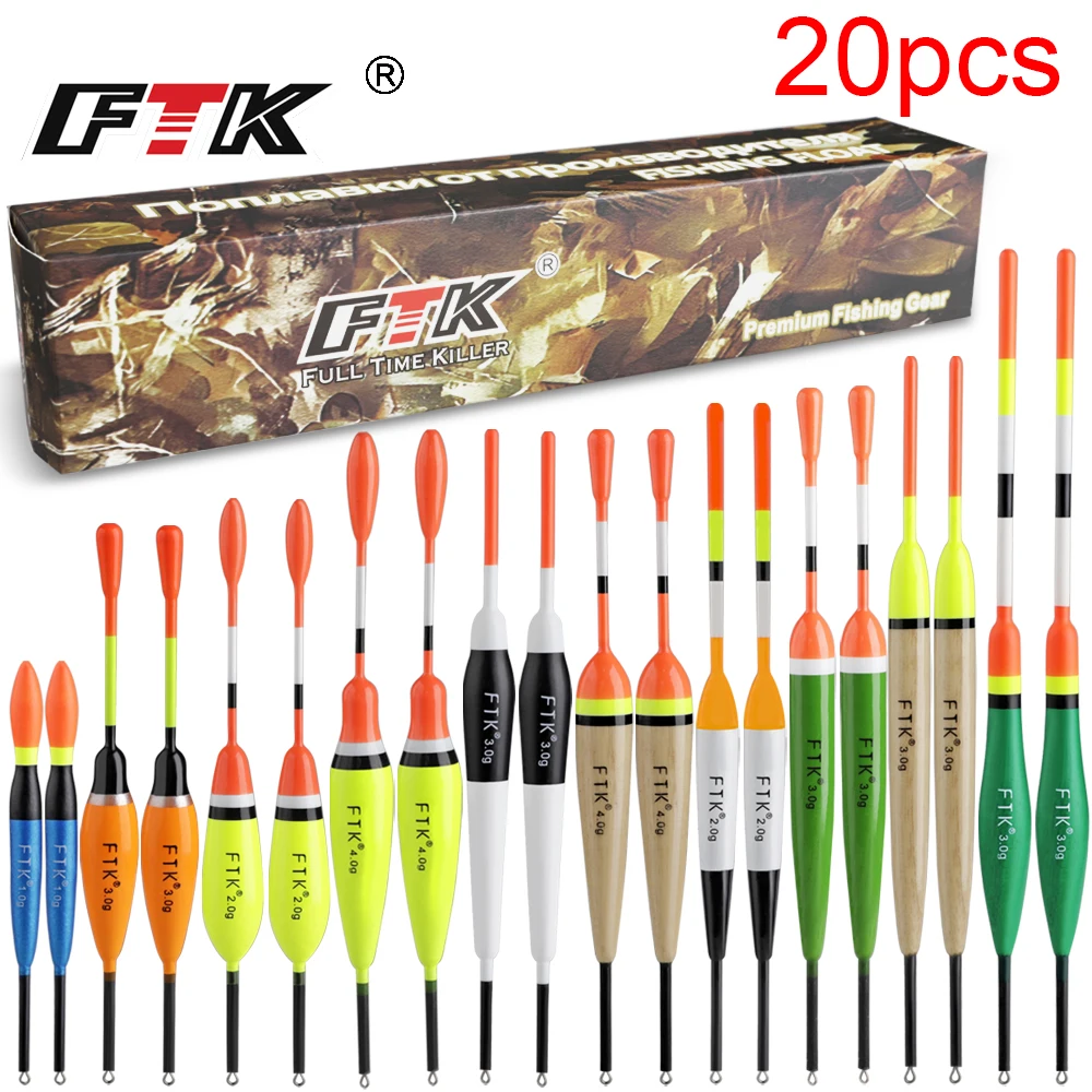 FTK Fishing Float Set 20PCS Chinese Hook Buoy Professional Vertical Buoy Accessories Multi Function Lure Float Pesca