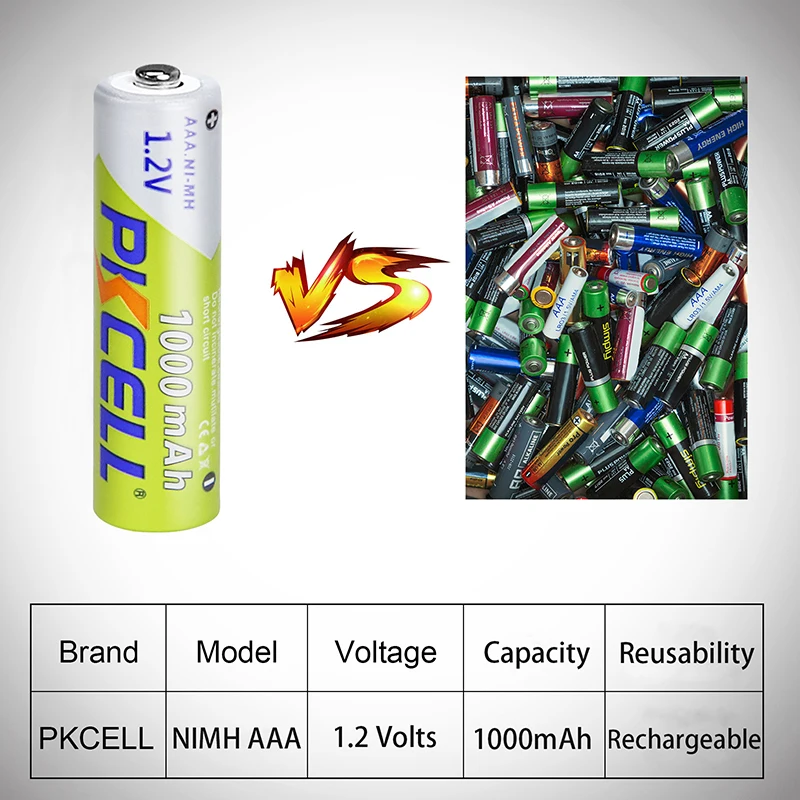 10PCS PKCELL 1.2v NI-MH AAA Battery 3A 1000MAH AAA Rechargeable Battery aaa nimh battery batteries rechargea for flashlight toys
