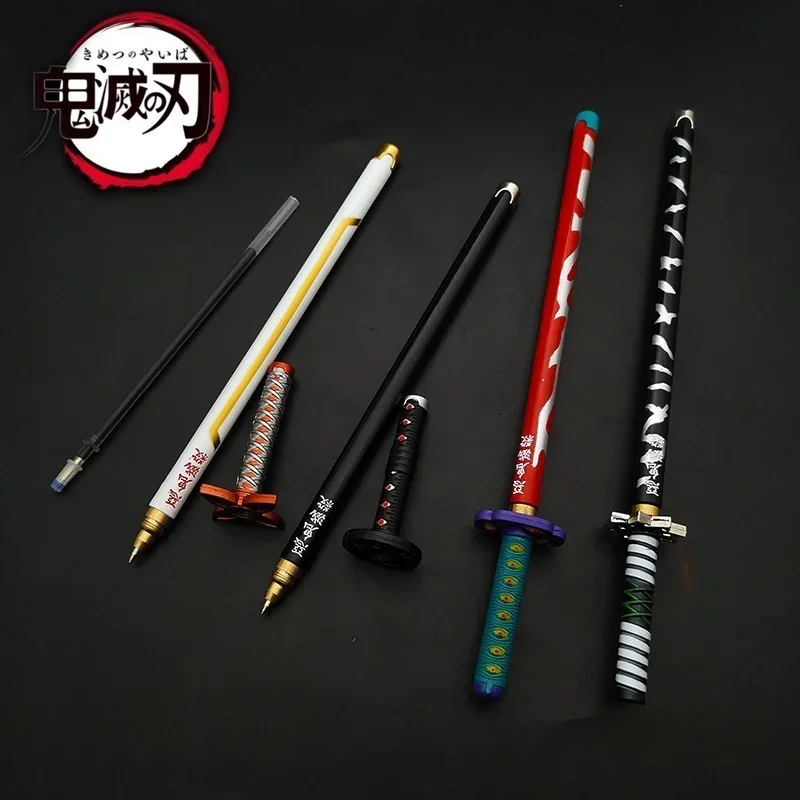 New 17 Styles Japan Anime Demon Slayer Model Gel Pen 0.5mm Black Refill Cosplay Prop Kid Student Gift Slayer Sword