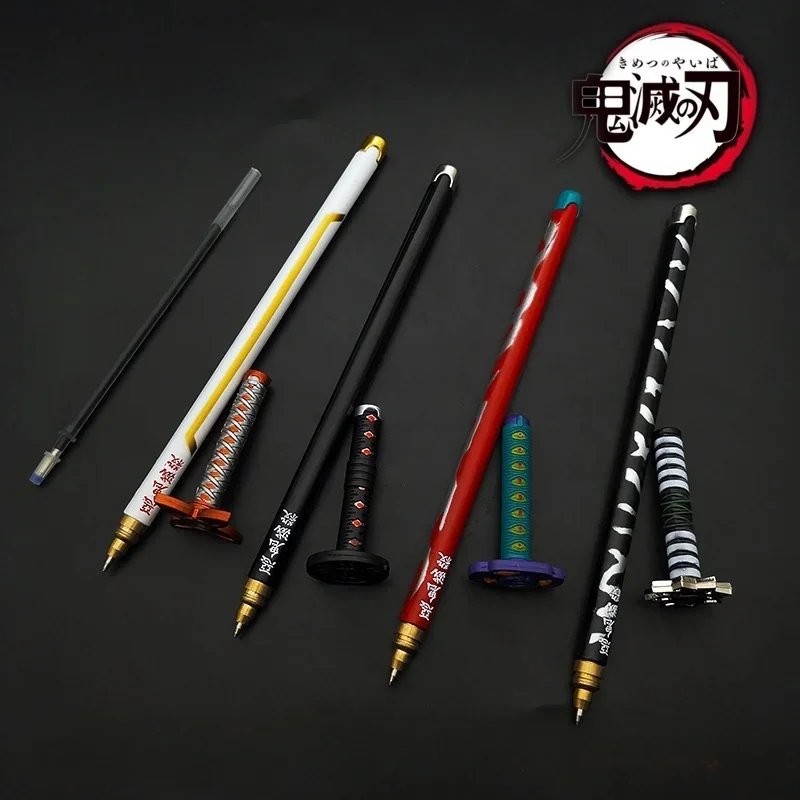 New 17 Styles Japan Anime Demon Slayer Model Gel Pen 0.5mm Black Refill Cosplay Prop Kid Student Gift Slayer Sword