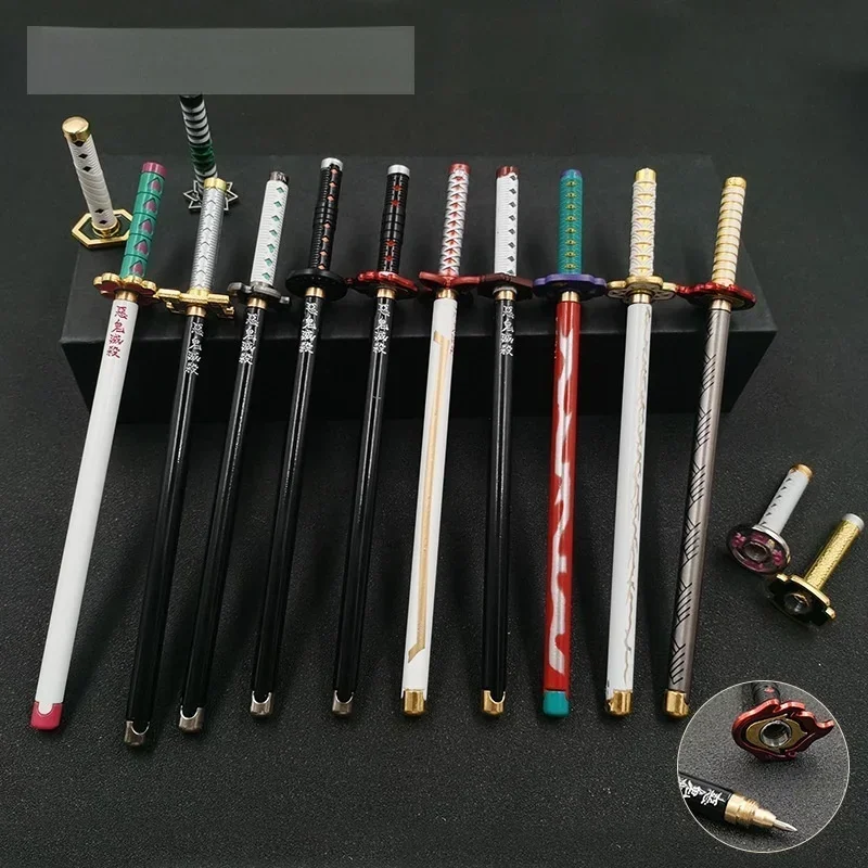 New 17 Styles Japan Anime Demon Slayer Model Gel Pen 0.5mm Black Refill Cosplay Prop Kid Student Gift Slayer Sword