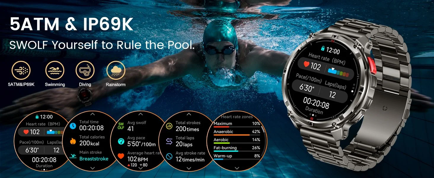 2026 New T-Rex3 Pro 1100mAh Battery Smart Watch GPS path 5ATM Waterproof Sports Run tracker Outdoors Compass Military Smartwatch