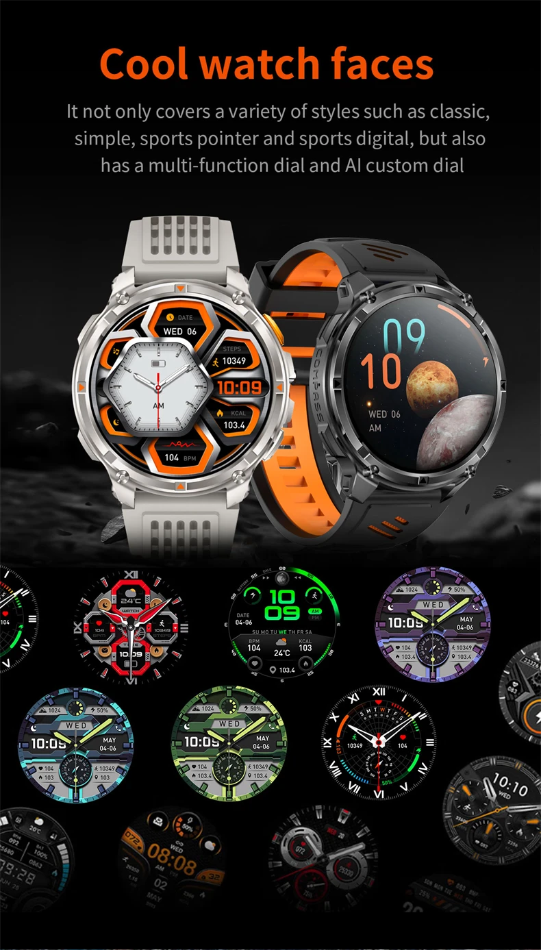 2026 New T-Rex3 Pro 1100mAh Battery Smart Watch GPS path 5ATM Waterproof Sports Run tracker Outdoors Compass Military Smartwatch