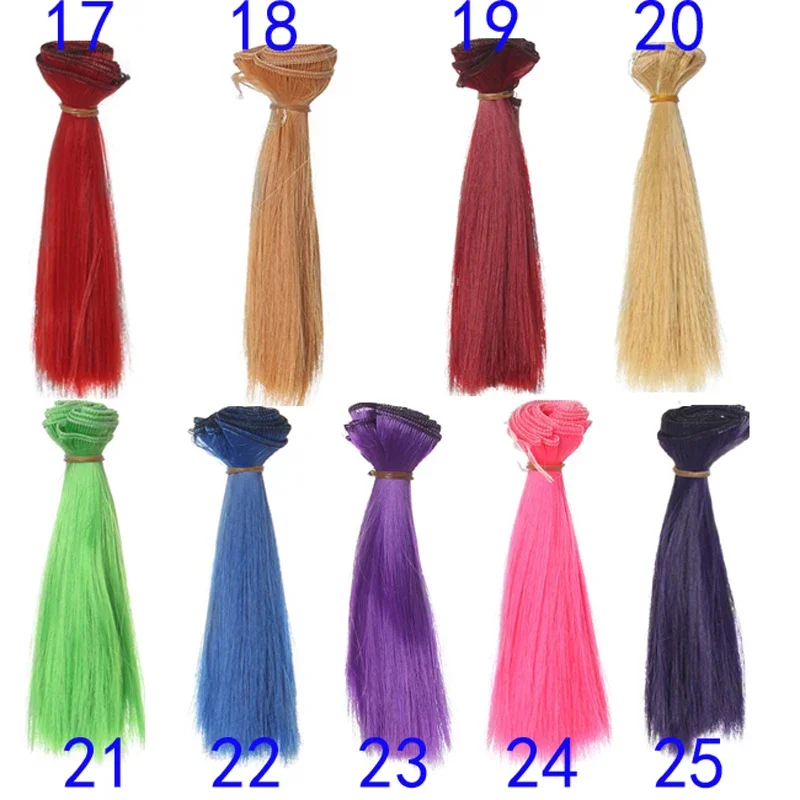 1pcs Wig Refires Bjd Hair 15cm*100CM Black Gold Brown Green Pink Color Straight Wig Hair for 1/3 1/4 BJD Diy