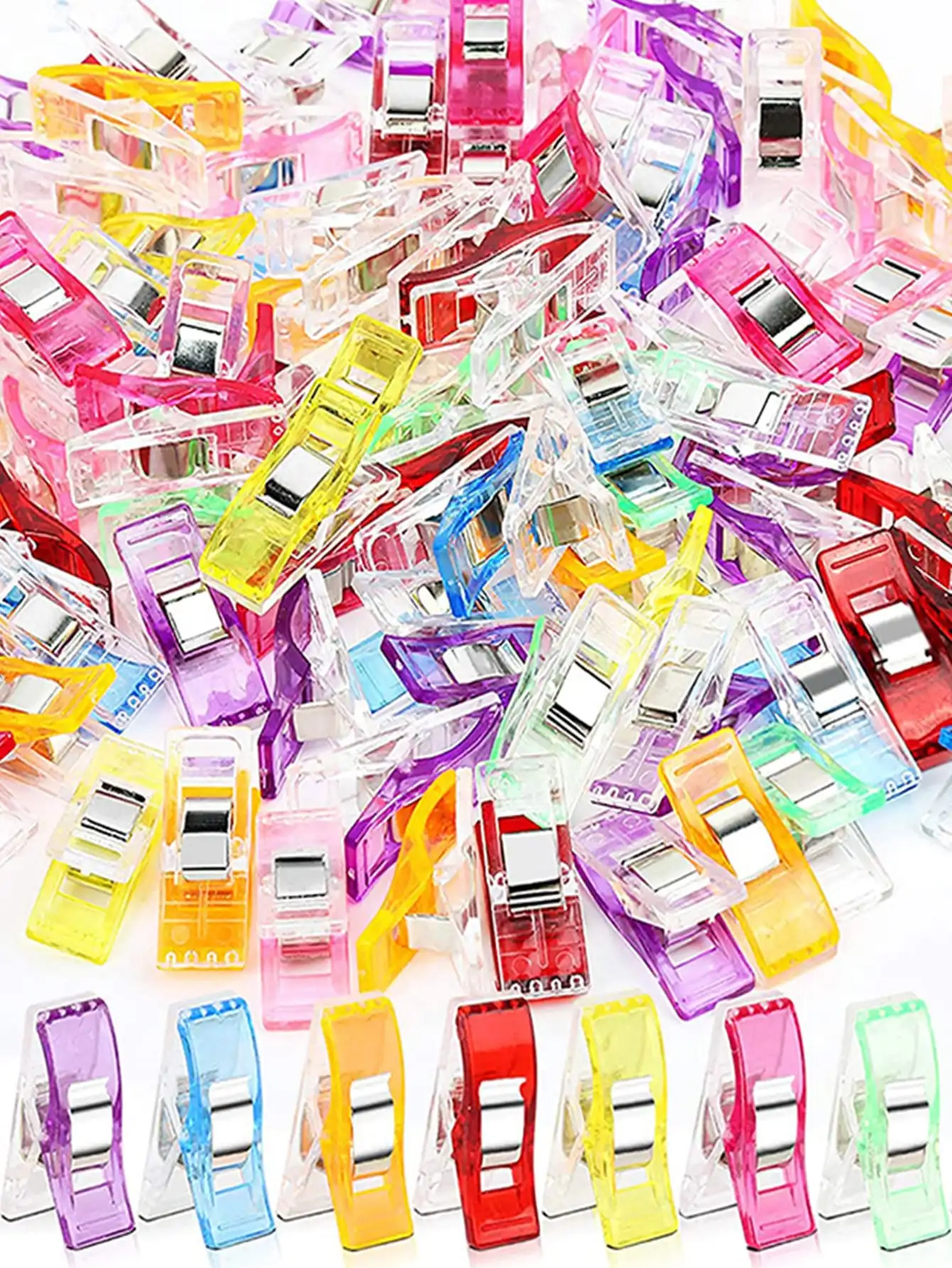 Colorful Multipurpose Sewing Clips Set Plastic Craft Crocheting Knitting Safety Clothing Binding Clips for Paper - Assorted Pack