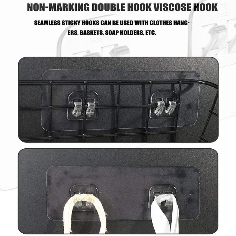 Strong Adhesive Hook Waterproof Shelf Sticker for Bathroom Kitchen Wall Shelf Rack Kitchen Sticking Wall Screw Hook Storage Rack