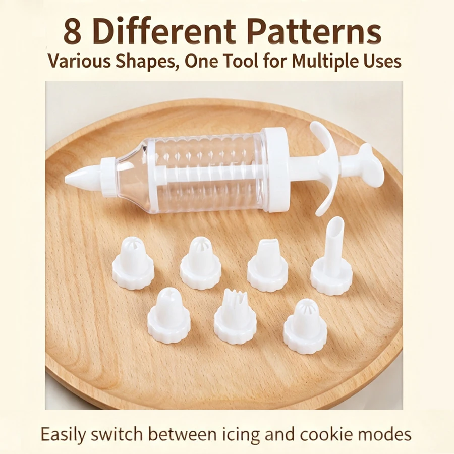 Delicate Cake Decorating Icing Piping Cream Syringe Tips 8 Nozzles Set Tool for Kitchen Baking Use