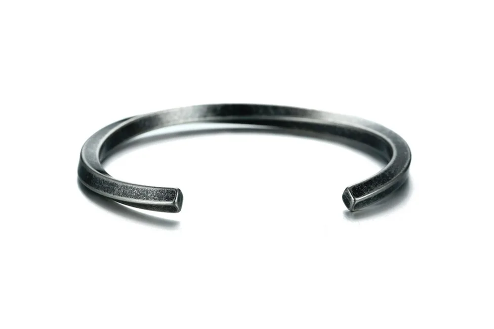 MEN TWISTED C BANGLE WITH SMALL WRIST MOBIUS BRACELET ANTIQUE SILVER COLOR STACKING CUFF BANGLE STAINLESS STEEL UNISEX JEWELRY