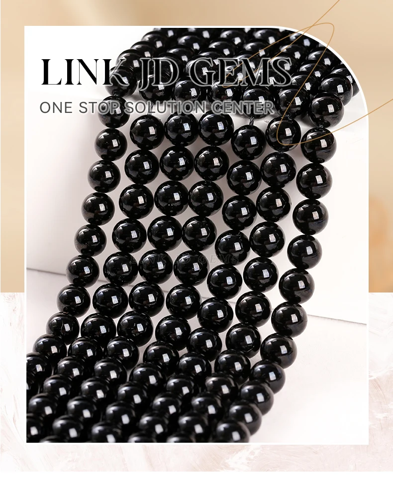 Natural Stone Bead Black Tourmaline Round Loose Spacer Gemstone 4 6 8 10 12mm For Jewelry Making Diy Bracelet Necklace Accessory