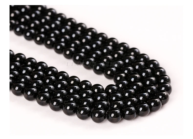 Natural Stone Bead Black Tourmaline Round Loose Spacer Gemstone 4 6 8 10 12mm For Jewelry Making Diy Bracelet Necklace Accessory