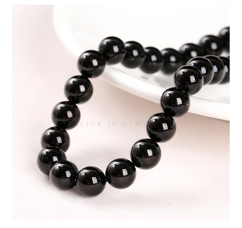 Natural Stone Bead Black Tourmaline Round Loose Spacer Gemstone 4 6 8 10 12mm For Jewelry Making Diy Bracelet Necklace Accessory