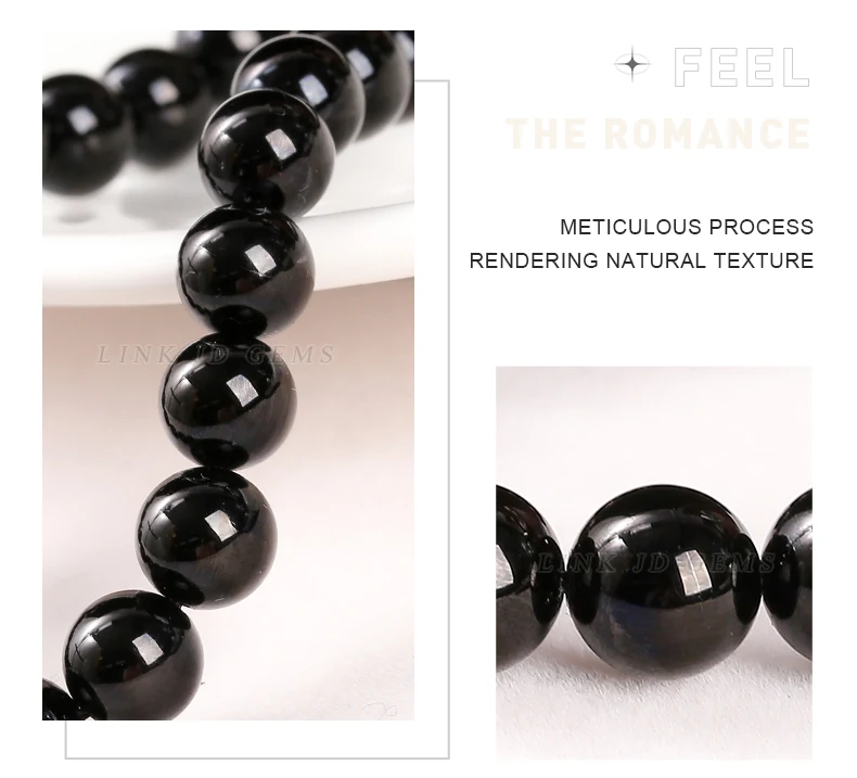 Natural Stone Bead Black Tourmaline Round Loose Spacer Gemstone 4 6 8 10 12mm For Jewelry Making Diy Bracelet Necklace Accessory