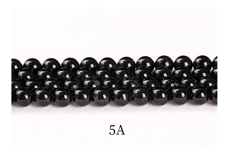 Natural Stone Bead Black Tourmaline Round Loose Spacer Gemstone 4 6 8 10 12mm For Jewelry Making Diy Bracelet Necklace Accessory