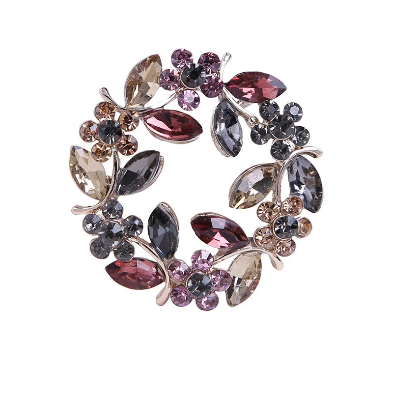 High-end exquisite leaf ring rhinestone brooch corsage collar pin pin jewelry clothing accessories