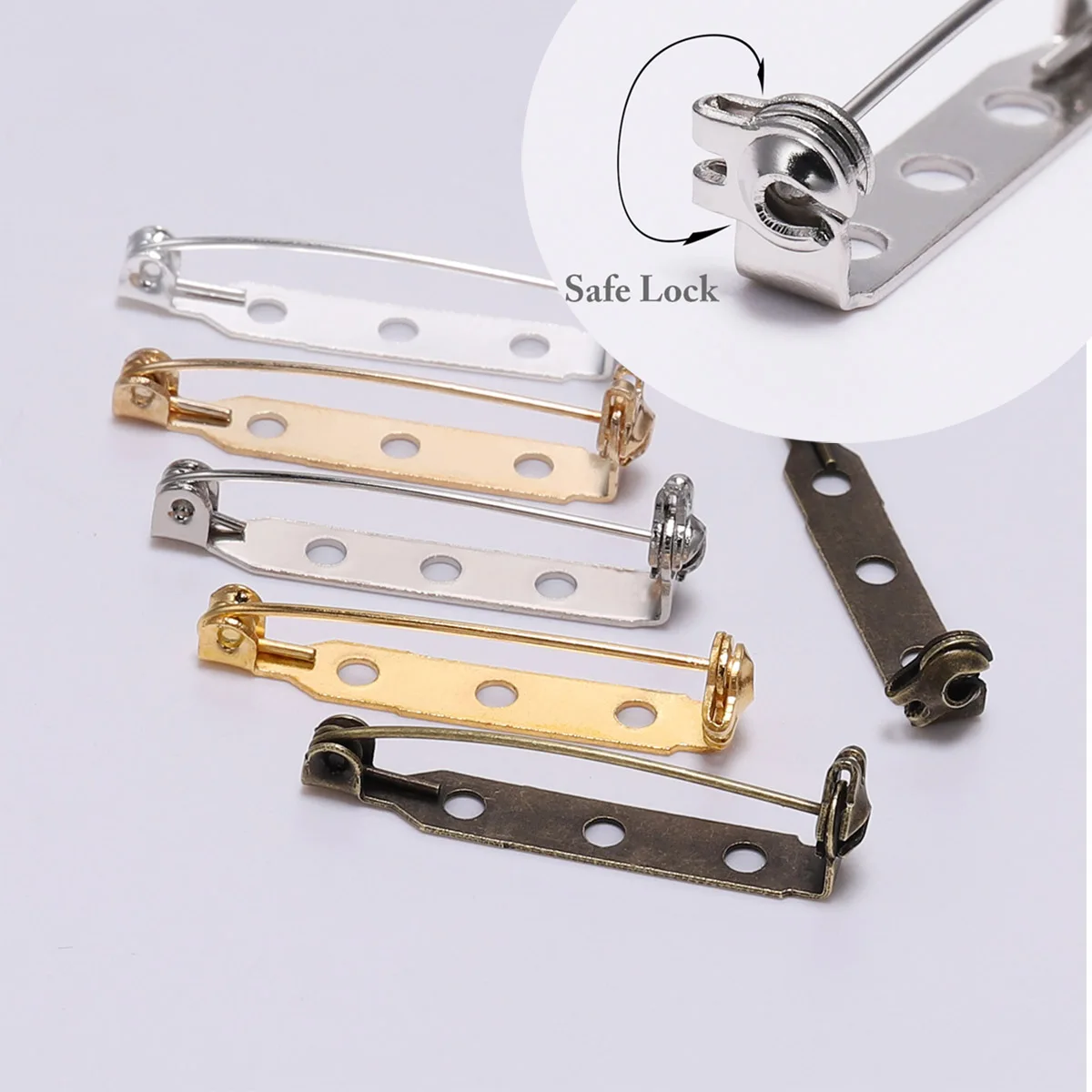 20-50pcs 20 25 32 38mm Brooch Clip Base Pin Blank Safe Lock Brooch Pin Base Badge Holder For DIY Jewelry Making Finding Supplies
