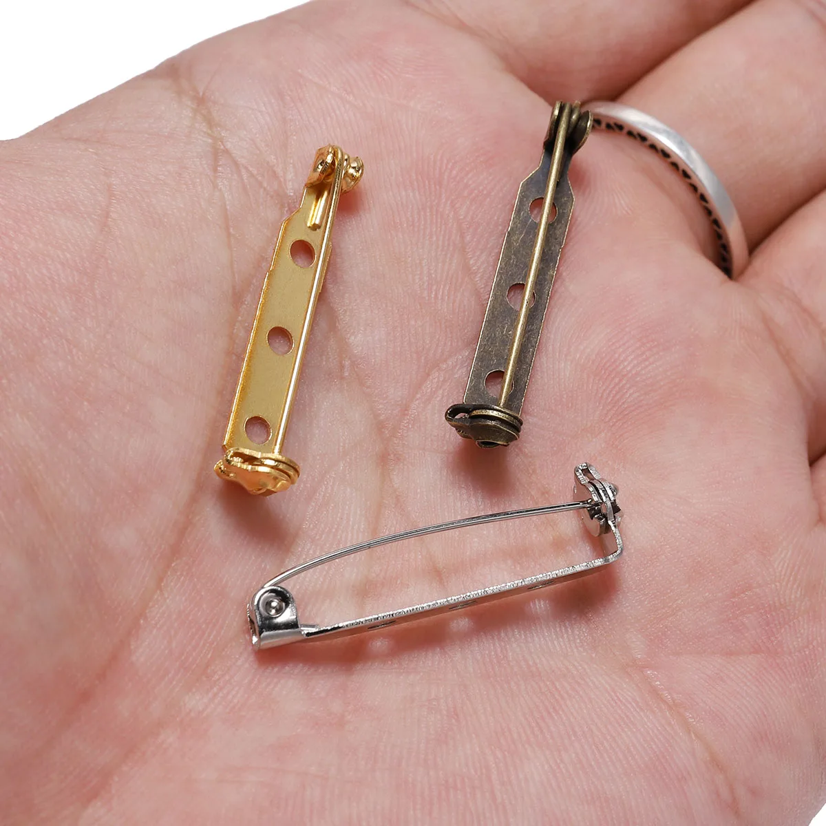 20-50pcs 20 25 32 38mm Brooch Clip Base Pin Blank Safe Lock Brooch Pin Base Badge Holder For DIY Jewelry Making Finding Supplies