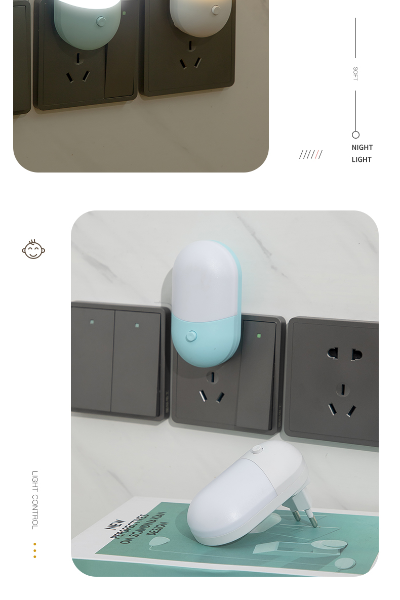 Bedside Lamp Night Light EU US Plug LED Night Light AC220V Bedroom Lamp Gift for Children Cute Night Lamp for Corridor WC