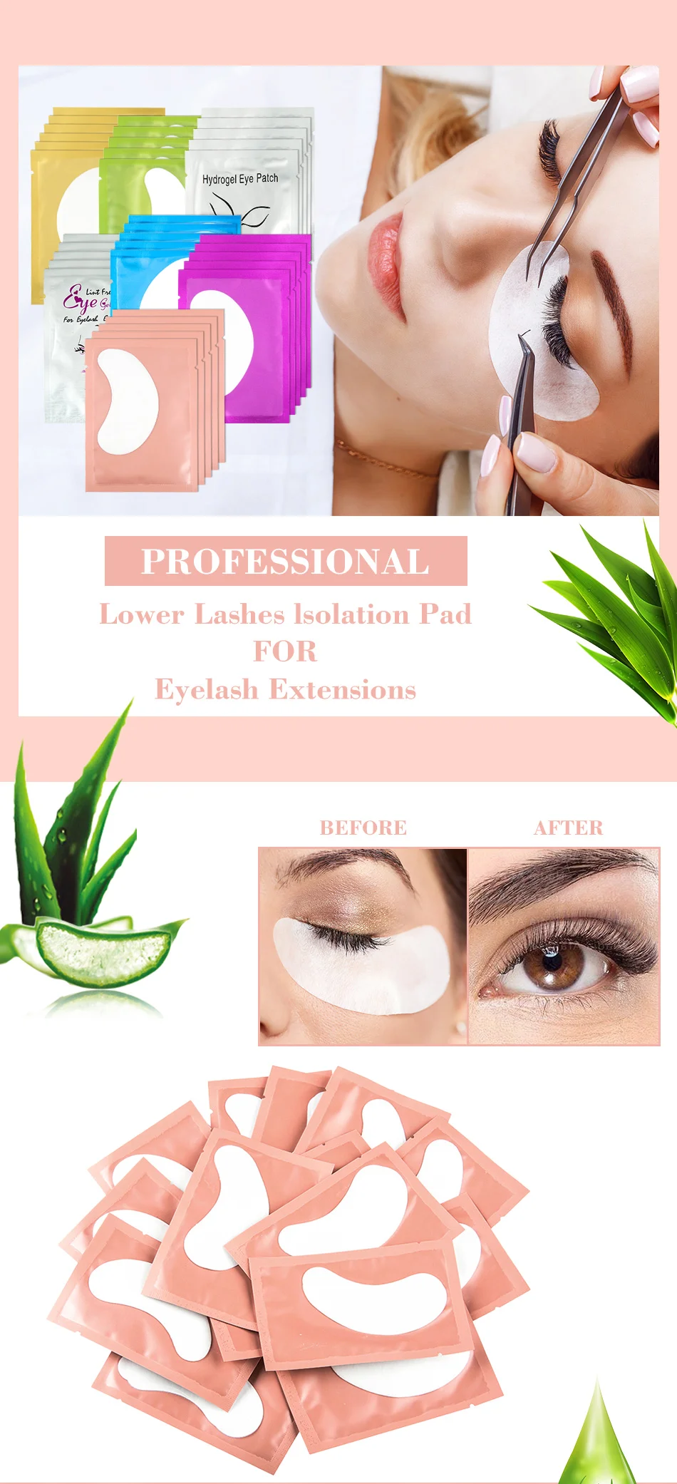 50Pairs/Lots Eyelash Extension Patch Under Eye Pads Hydrogel Patches For Extension Lint Free Stickers Eyelash Patches Makeup