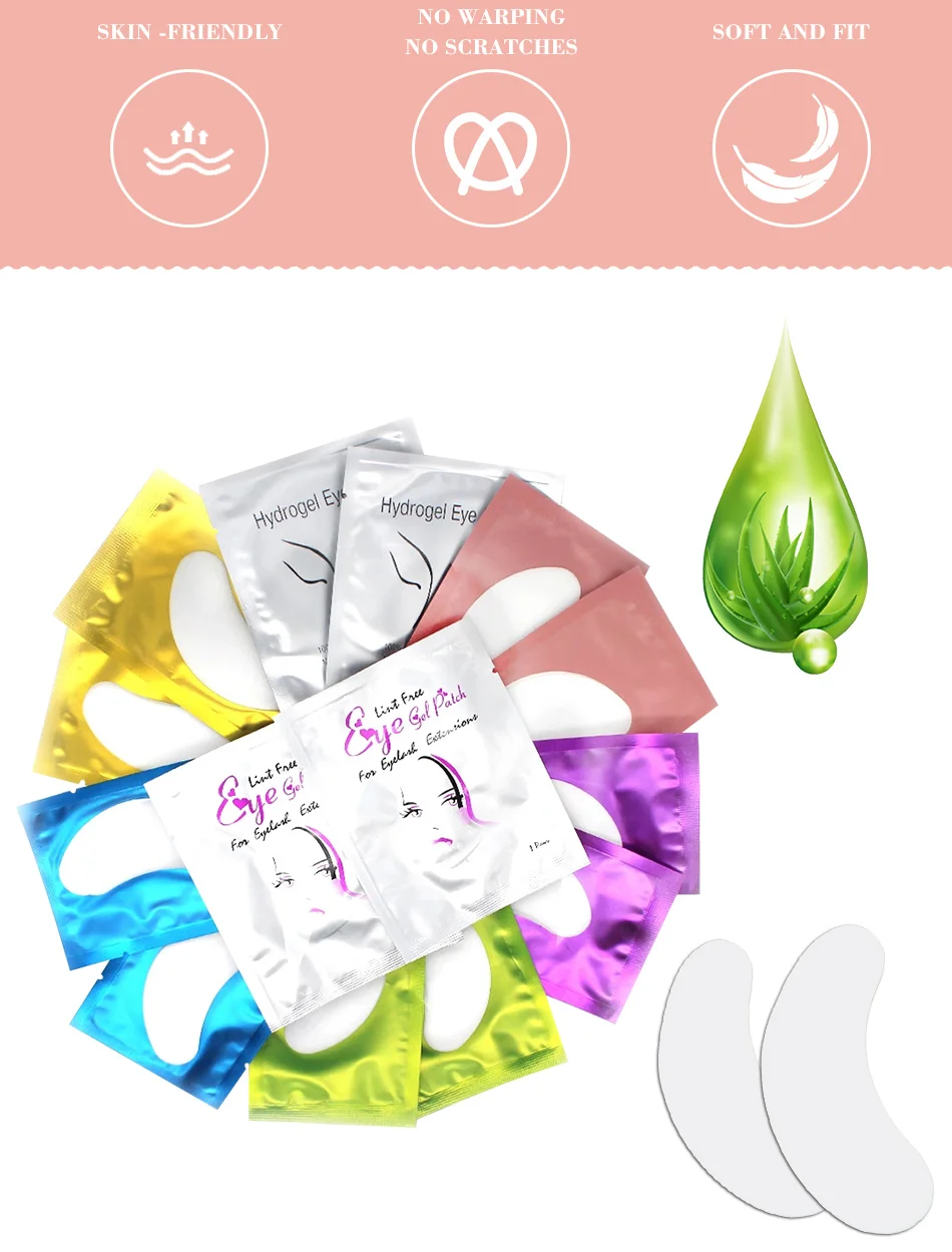 50Pairs/Lots Eyelash Extension Patch Under Eye Pads Hydrogel Patches For Extension Lint Free Stickers Eyelash Patches Makeup