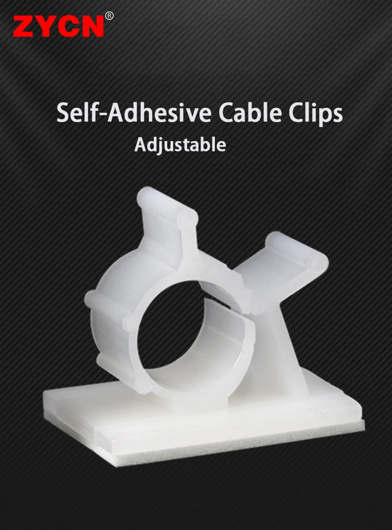 10pcs Cable Organizer Clips Adjustable Ties Mounts Self-Adhesive Wire Clamp Holder Cord Management For Car PC TV Charging Winder