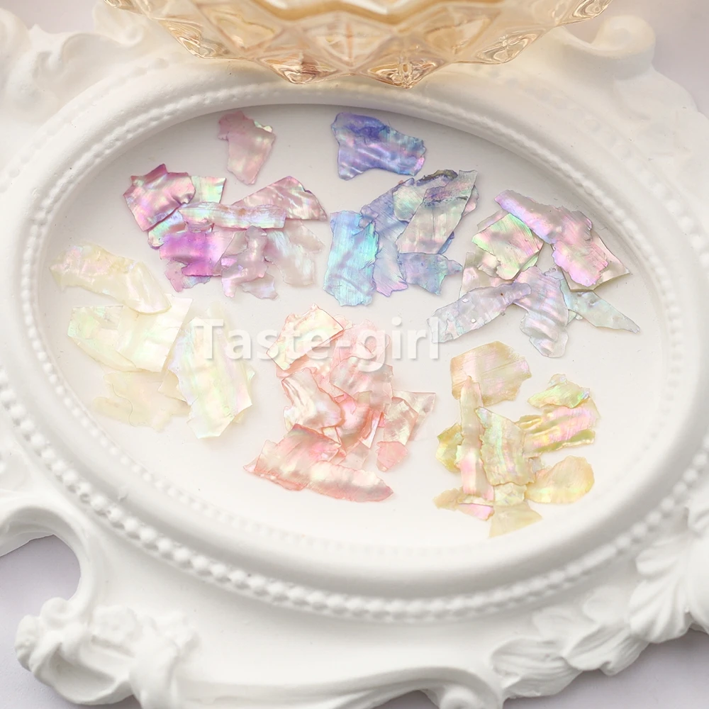 1 Box Natural Nails Abalone Shell Fragments Flakes Glitter 3D Nail Art Decoration Charm Slice Sequins Manicure Supplies Set