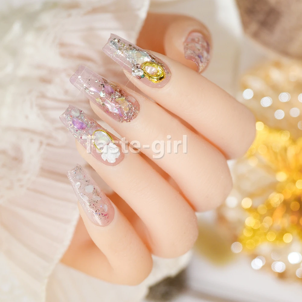 1 Box Natural Nails Abalone Shell Fragments Flakes Glitter 3D Nail Art Decoration Charm Slice Sequins Manicure Supplies Set
