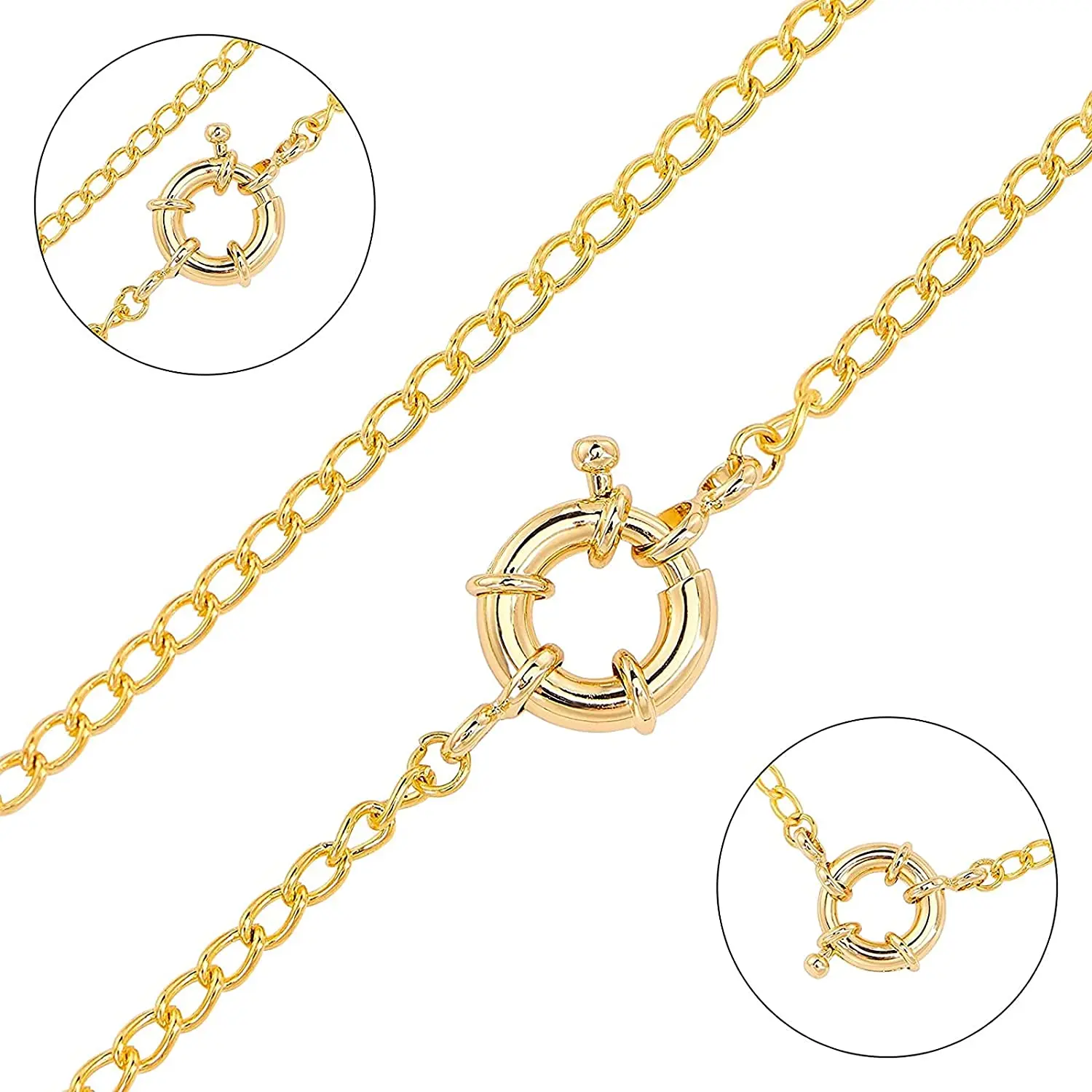 5pcs/lot 11/13/15mm Gold/Silver Color Round spring clasp for jewelry making Copper Sailor Clasp Connector Necklace Accessories
