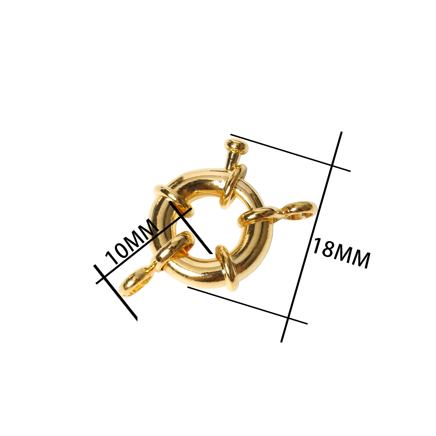5pcs/lot 11/13/15mm Gold/Silver Color Round spring clasp for jewelry making Copper Sailor Clasp Connector Necklace Accessories