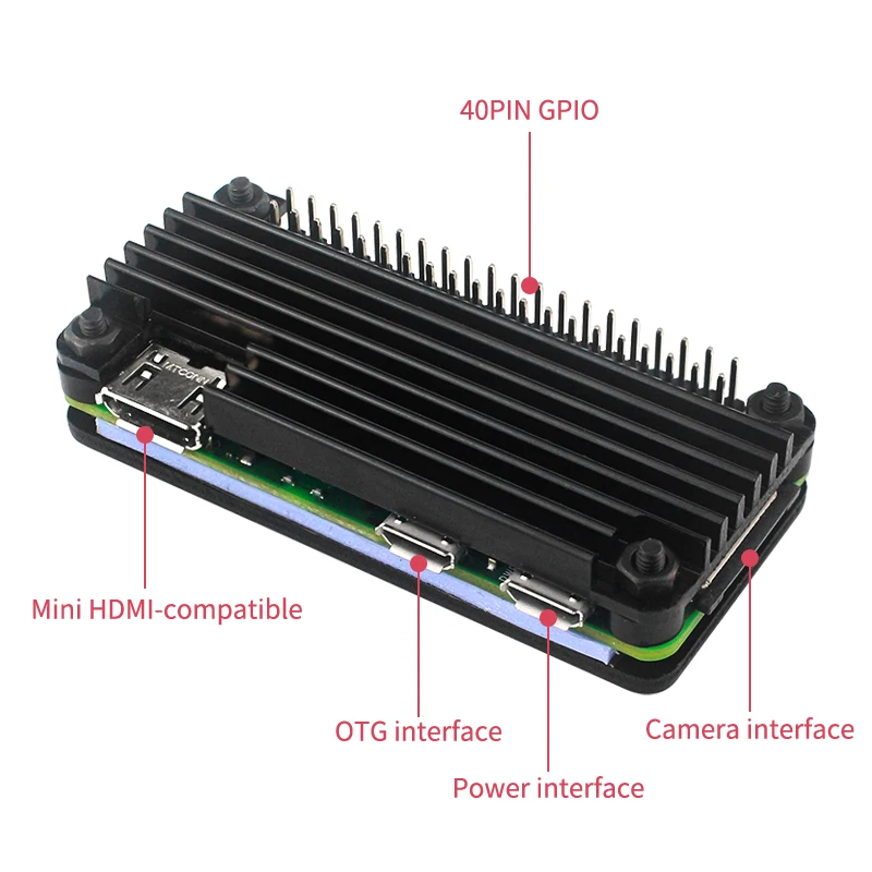 Raspberry Pi Zero 2 W Aluminum Case for Raspberry Pi Zero 2W CNC Metal Shell Passive Cooling Heat Sink GPIO Header