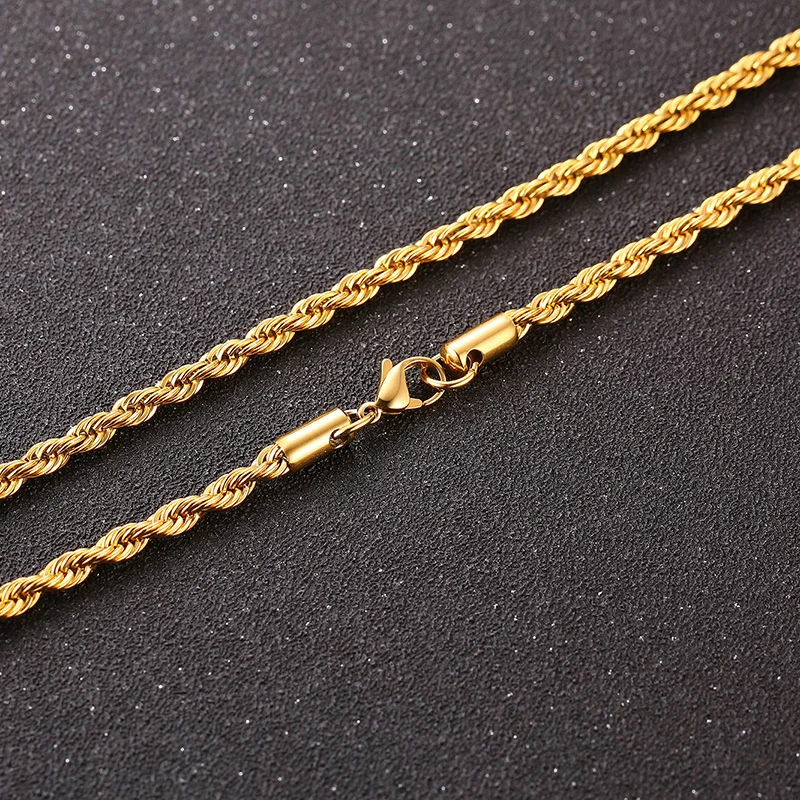 Vnox 3D Vertical Bar Necklaces for Men, Layering Stainless Steel Geometric Pendant, Layered Wheat Rope Cuban Chain, Boy Collar