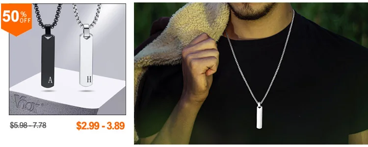Vnox 3D Vertical Bar Necklaces for Men, Layering Stainless Steel Geometric Pendant, Layered Wheat Rope Cuban Chain, Boy Collar