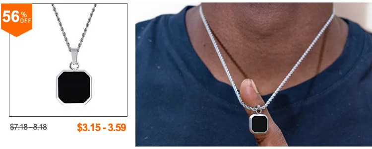 Vnox 3D Vertical Bar Necklaces for Men, Layering Stainless Steel Geometric Pendant, Layered Wheat Rope Cuban Chain, Boy Collar