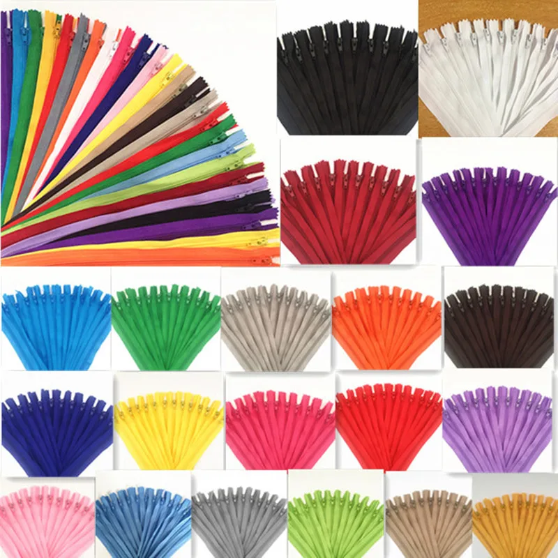 10pcs Nylon Coil Zipper 4"-24" (10 cm-60 cm) for Tailor Crafts, Sewing Clothes Zipper (20 Colors) Sewing Accessories
